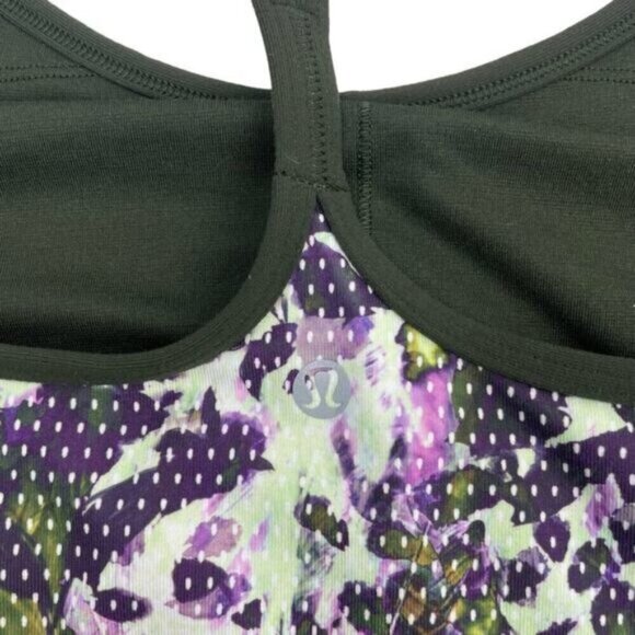 Lululemon Power Y Tank Luon Floral Sport White Multi / Gator Green Size 4 - Picture 7 of 7